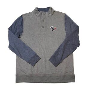 NWOT Houston Texans Blue Gray Colorblock Knit Henley Sweatshirt Top Mens XL New